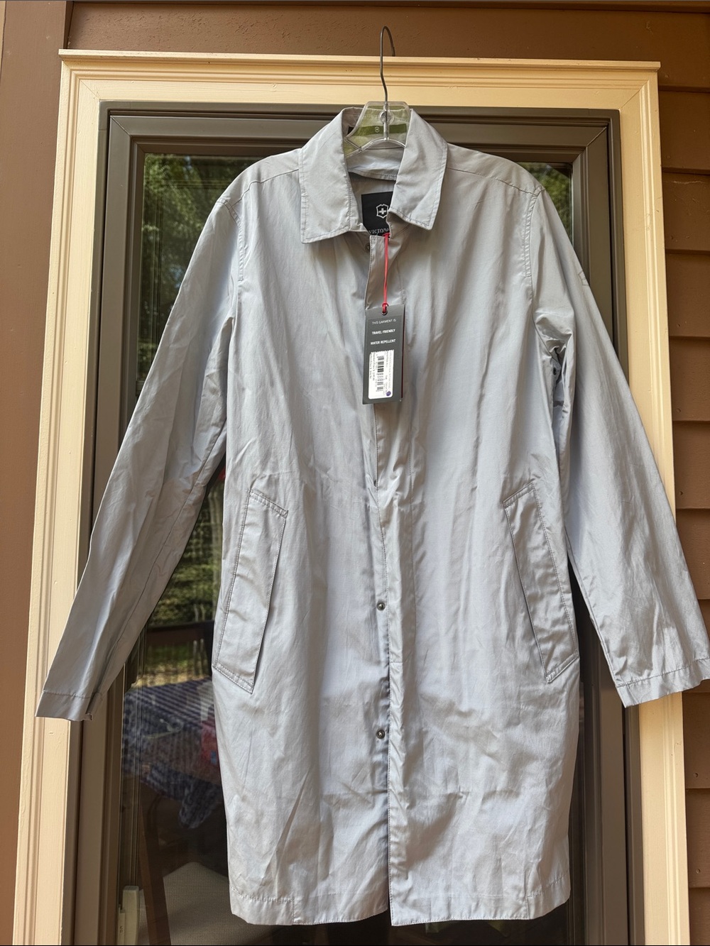 Victorinox Light Gray Women's Long Water Repellent Raincoat